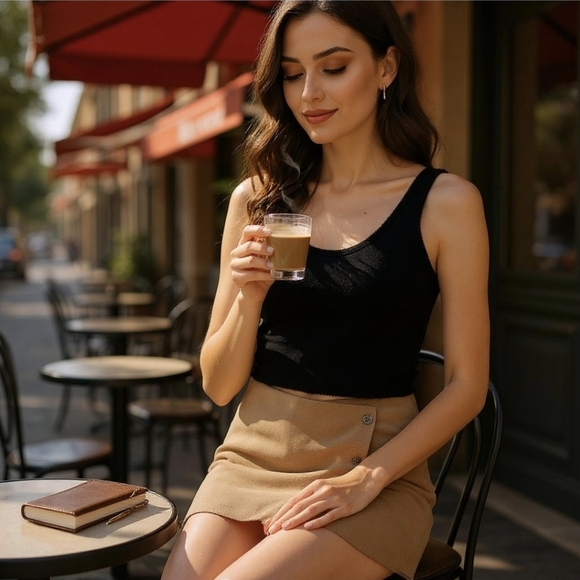 Charlotte Russe Suede Wrap Skort – Blush Pink w/ Metallic Buttons – Size S - Picture 11 of 11